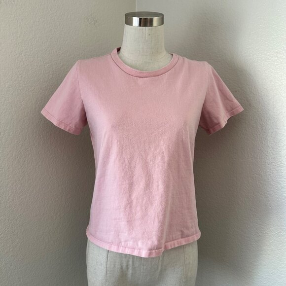 Reformation Pink Crew Neck Short Sleeve Baby Tee Cotton Sz S - Picture 1 of 11